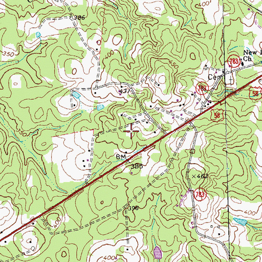 Topographic Map of WLCQ-FM (Clarksville), VA