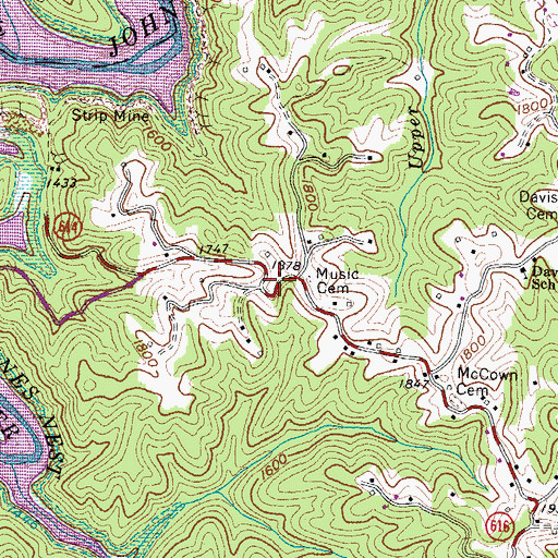 Topographic Map of WDIC-FM (Clinchco), VA