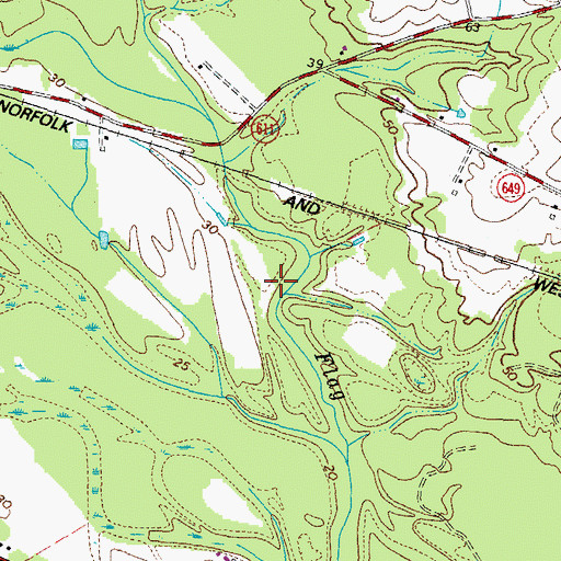 Topographic Map of WWWP-FM (Franklin), VA