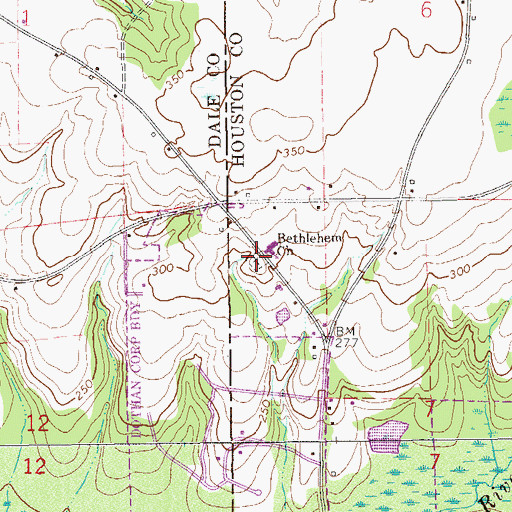 Topographic Map of Bethlehem Cemetery, AL
