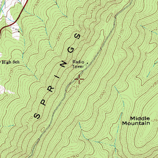 Topographic Map of WBHA-FM (Hot Springs), VA
