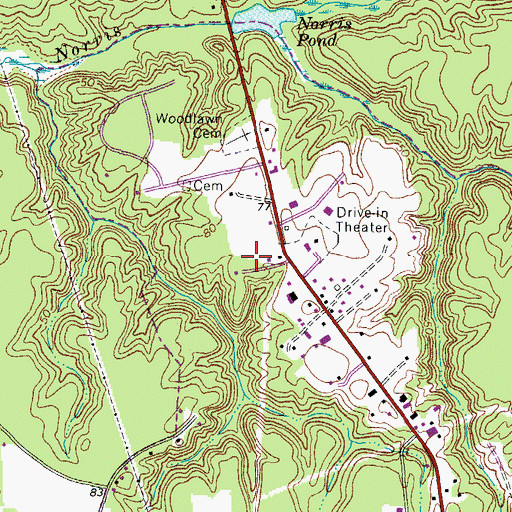 Topographic Map of WKWI-FM (Kilmarnock), VA
