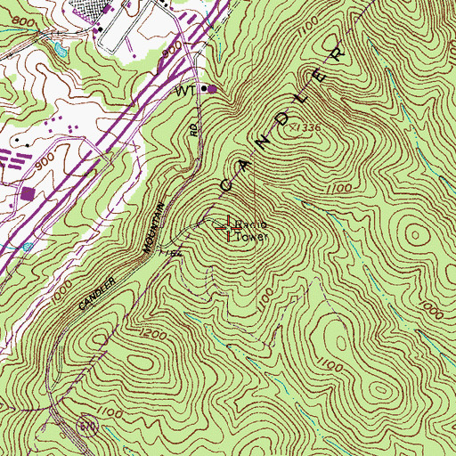 Topographic Map of WKZZ-FM (Lynchburg), VA