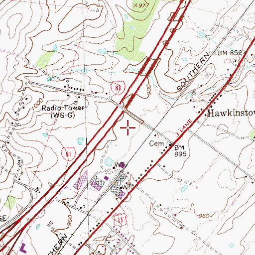 Topographic Map of WSIG-FM (Mount Jackson), VA