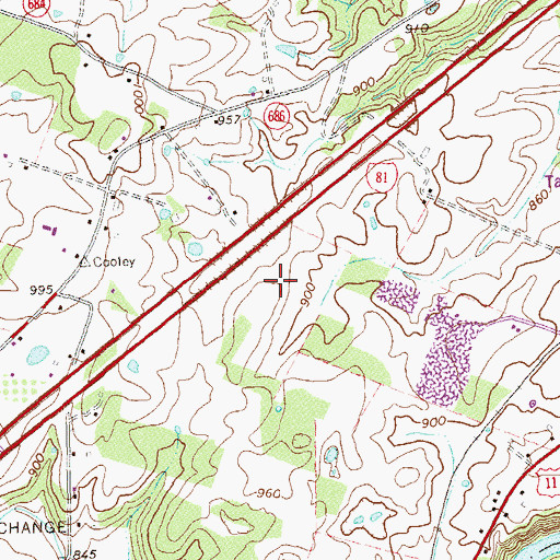 Topographic Map of WAZR-FM (Woodstock), VA
