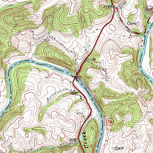 Topographic Map of Altizer Bridge, VA