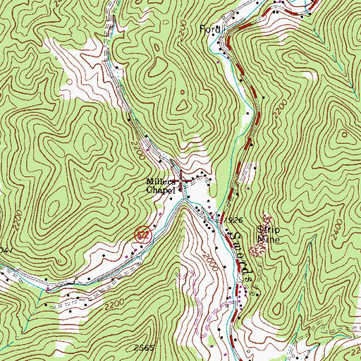 Topographic Map of Miller School (historical), VA