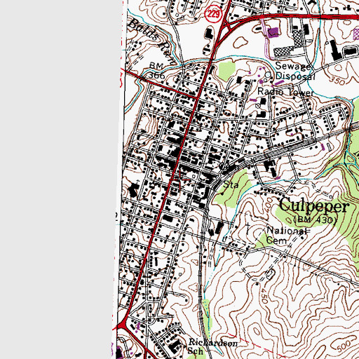Topographic Map of Culpeper Post Office, VA