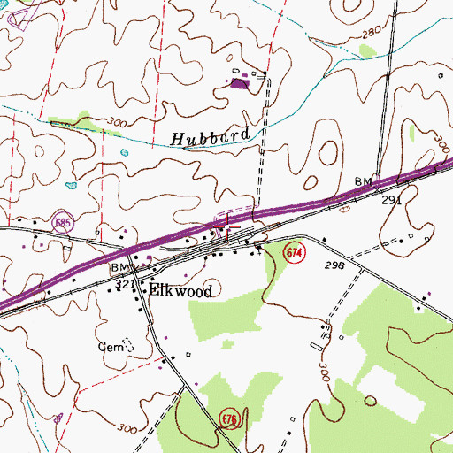 Topographic Map of Elkwood Post Office, VA
