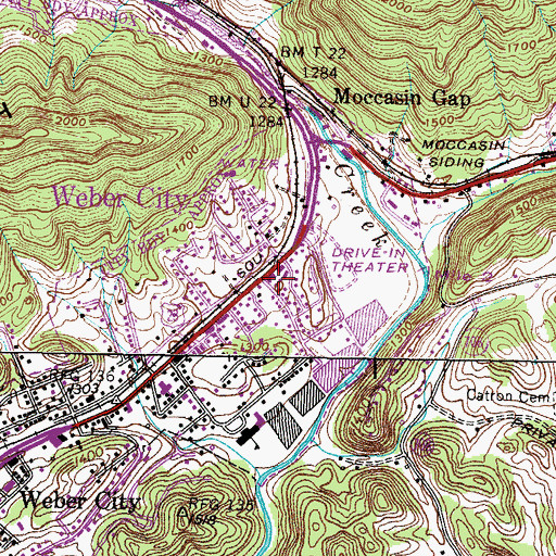 Topographic Map of Weber City Post Office, VA
