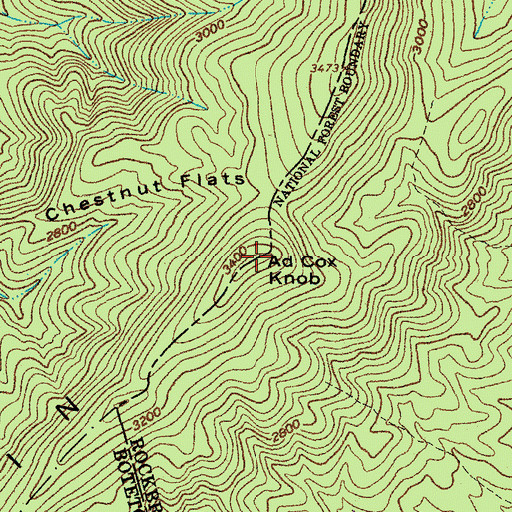 Topographic Map of Ad Cox Knob, VA