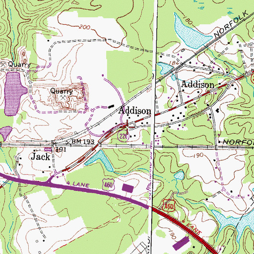 Topographic Map of Addison, VA