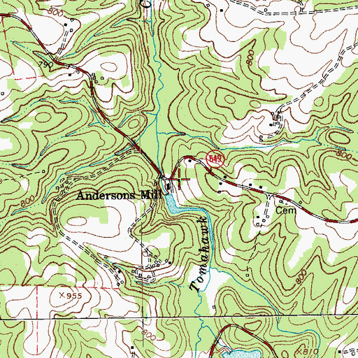 Topographic Map of Andersons Mill, VA