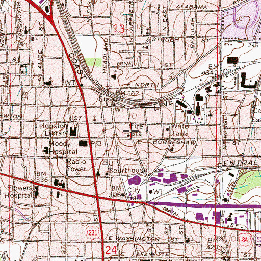Topographic Map of Fire Station Number 1, AL