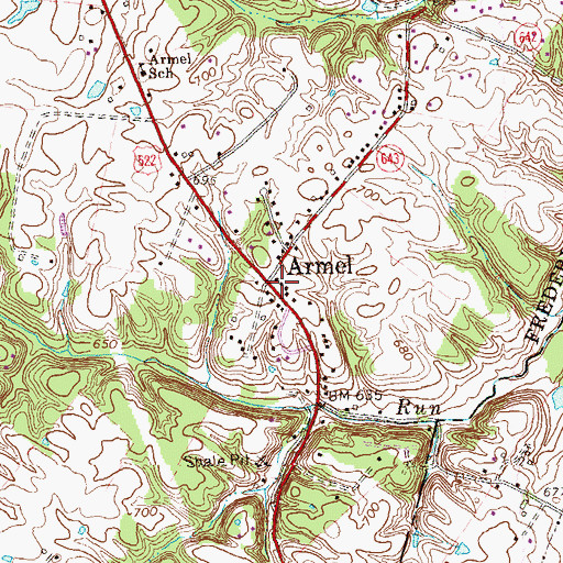 Topographic Map of Armel, VA