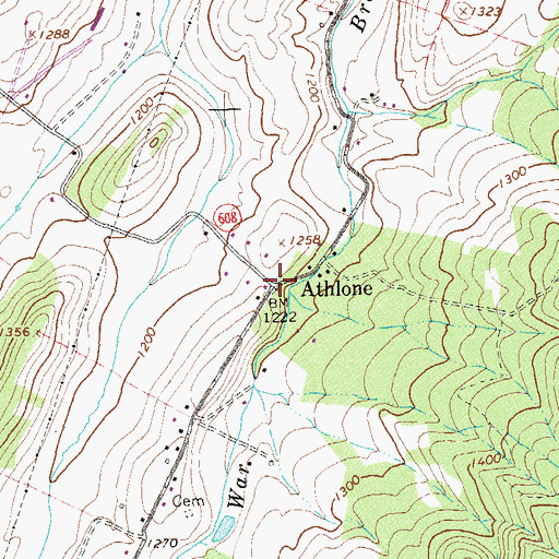 Topographic Map of Athlone, VA