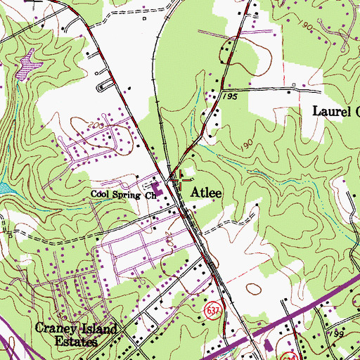 Topographic Map of Atlee, VA