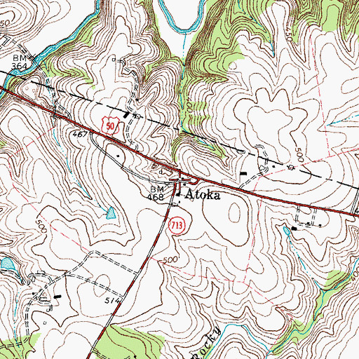 Topographic Map of Atoka, VA