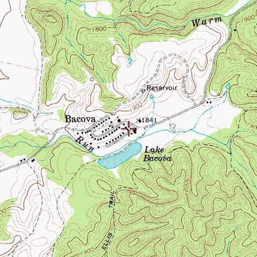 Topographic Map of Bacova, VA
