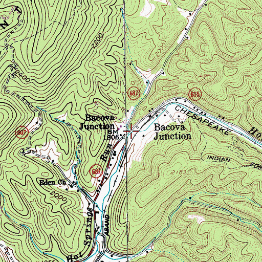 Topographic Map of Bacova Junction, VA