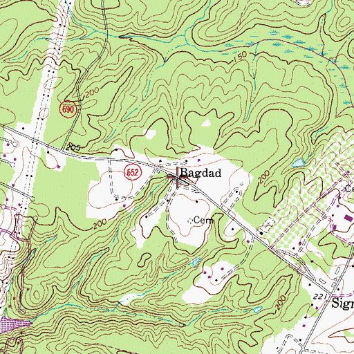 Topographic Map of Bagdad, VA