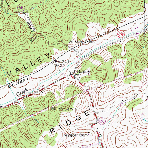 Topographic Map of Bailey, VA