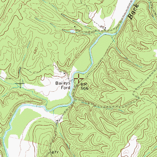 Topographic Map of Baileys Ford, VA