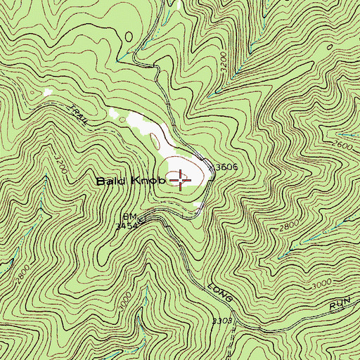Topographic Map of Bald Knob, VA