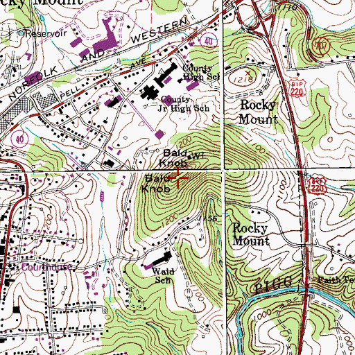 Topographic Map of Bald Knob, VA