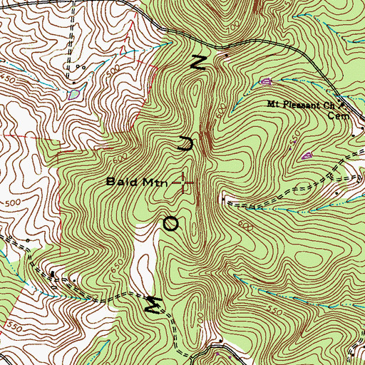 Topographic Map of Bald Mountain, VA