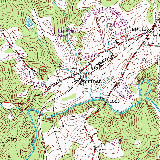 Topographic Map of Barfoot, VA