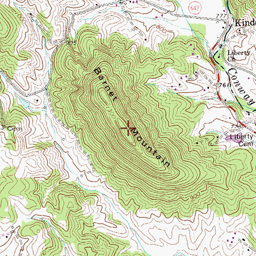 Topographic Map of Barnet Mountain, VA