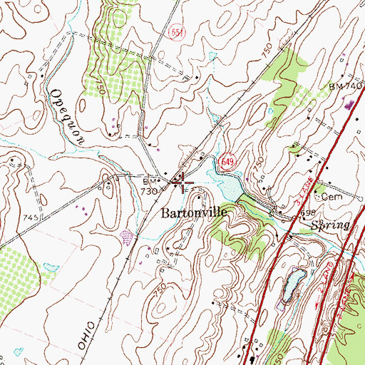 Topographic Map of Bartonsville, VA