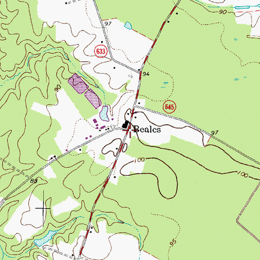 Topographic Map of Beales, VA