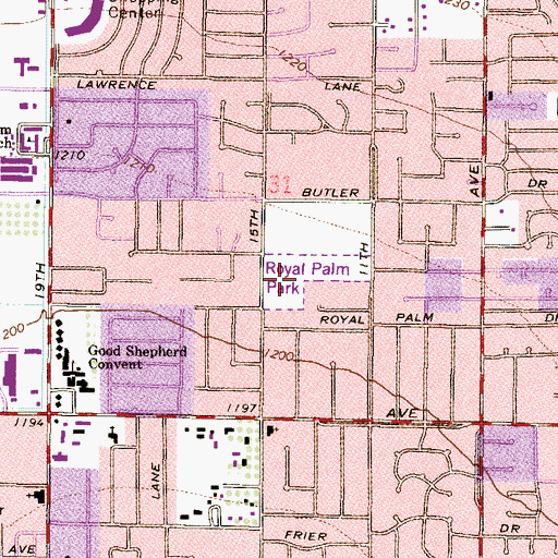 Topographic Map of Royal Palm Park, AZ