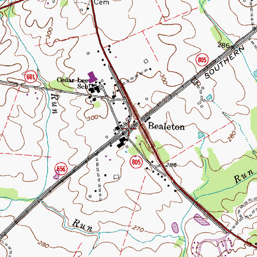 Topographic Map of Bealeton, VA