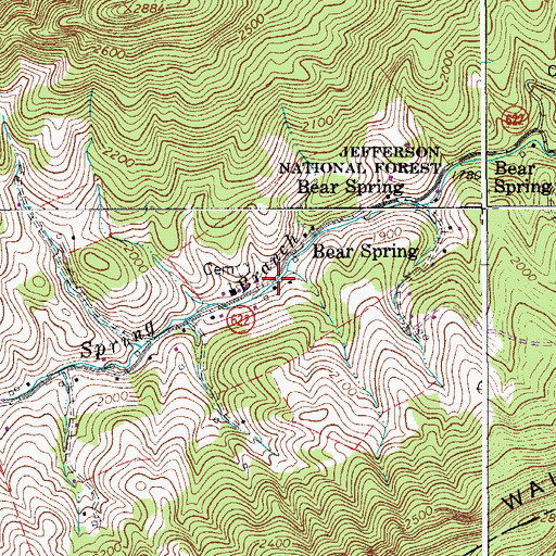 Topographic Map of Bear Spring, VA