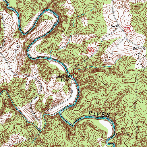 Topographic Map of Beazley Ford, VA