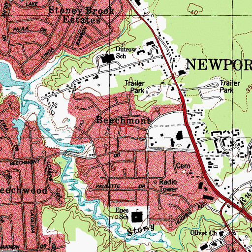 Topographic Map of Beechmont, VA