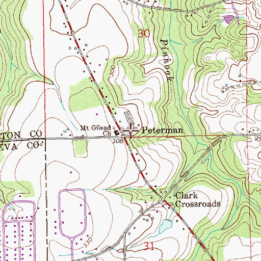 Topographic Map of Mount Gilead Cemetery, AL