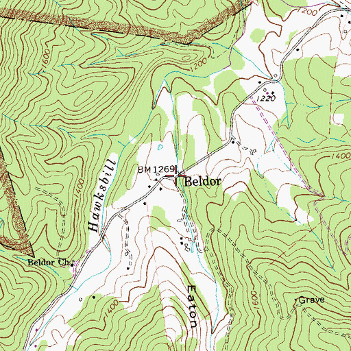 Topographic Map of Beldor, VA