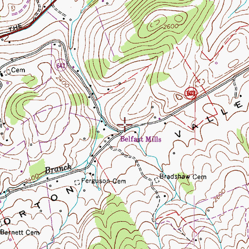 Topographic Map of Belfast Mills, VA