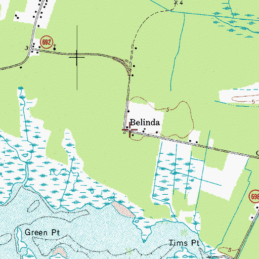 Topographic Map of Belinda, VA