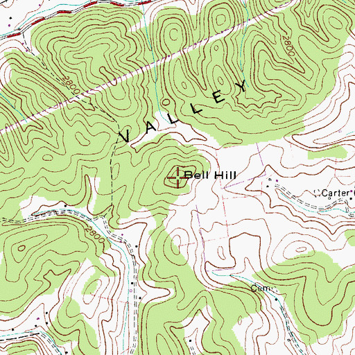 Topographic Map of Bell Hill, VA