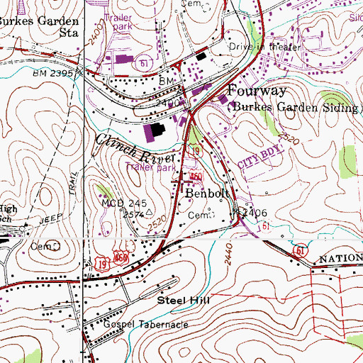 Topographic Map of Benbolt, VA