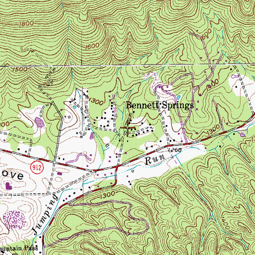 Topographic Map of Bennett Springs, VA
