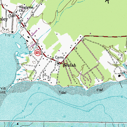 Topographic Map of Beulah, VA