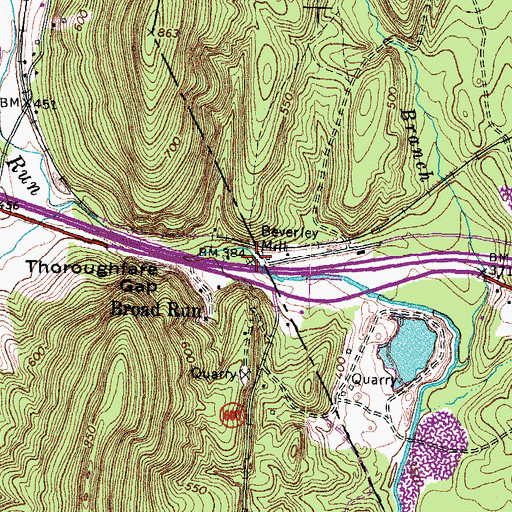 Topographic Map of Beverley Mill, VA