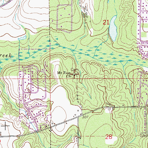 Topographic Map of Mount Zion Cemetery, AL