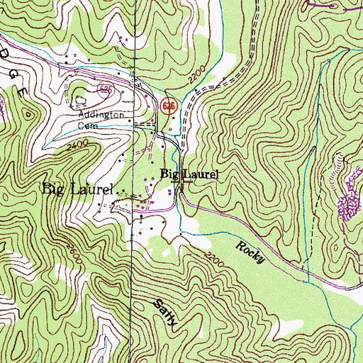 Topographic Map of Big Laurel, VA